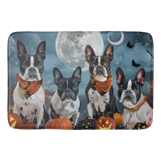 Tapis De Bain Boston terrier Halloween Épouvantable (Devant)