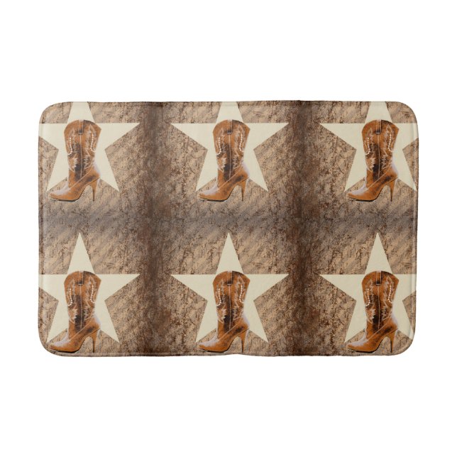 Tapis De Bain Bot cowgirl country western étoile du Texas rustiq (Devant)