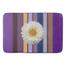 Tapis de bain botanique à rayures florales
