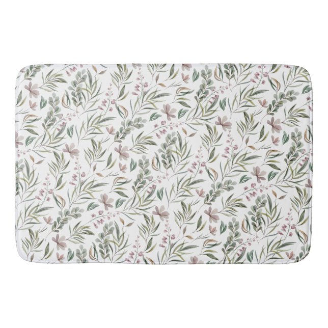 Tapis de bain botanique aquarelle (Devant)