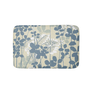 Tapis De Bain Botanique Bleu Japonais Vintage : Fougère à Feuill