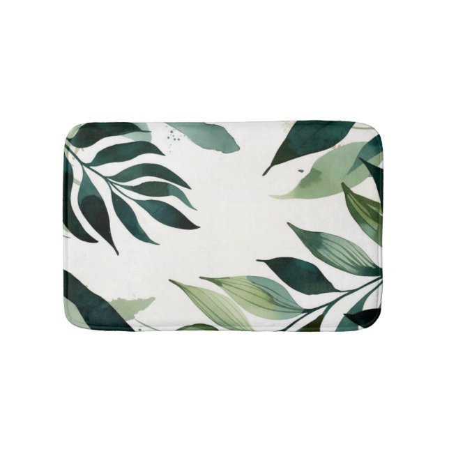 Tapis de bain botanique en or vert émeraude de lux (Devant)