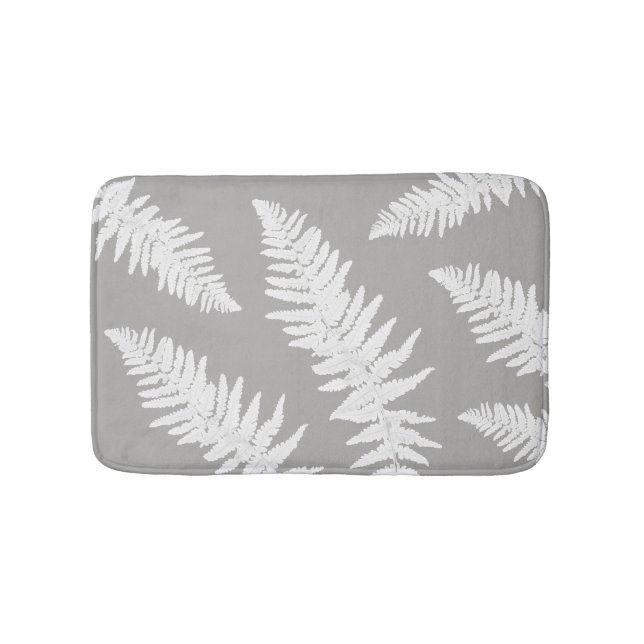 Tapis de bain botanique gris feuille de fougère (Devant)