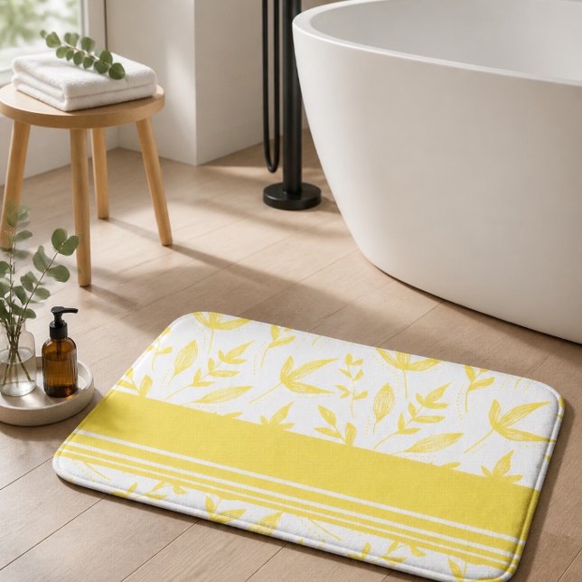 Tapis de bain botanique jaune (Créateur téléchargé)