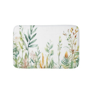 Tapis De Bain Botanique Plante Vert Blanc Design 311