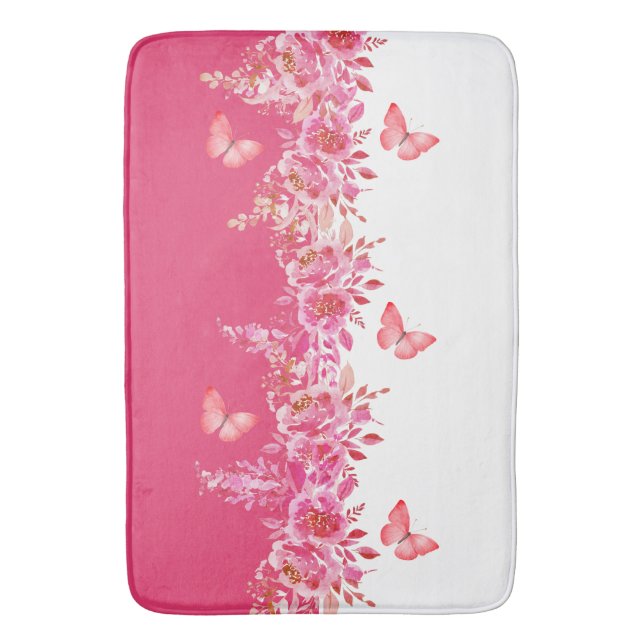 Tapis de bain botanique rose élégant  (devant Vertical)