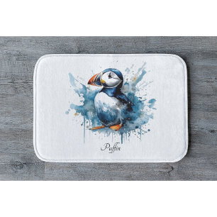 Tapis De Bain Bouffon mignon en aquarelle bleue, personnalisable