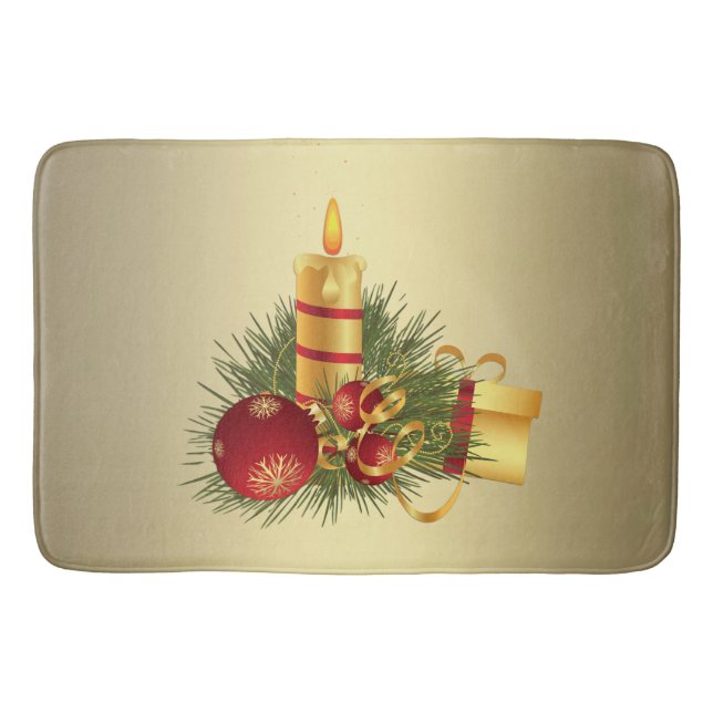 Tapis De Bain Bougie de Noël dorée (Devant)