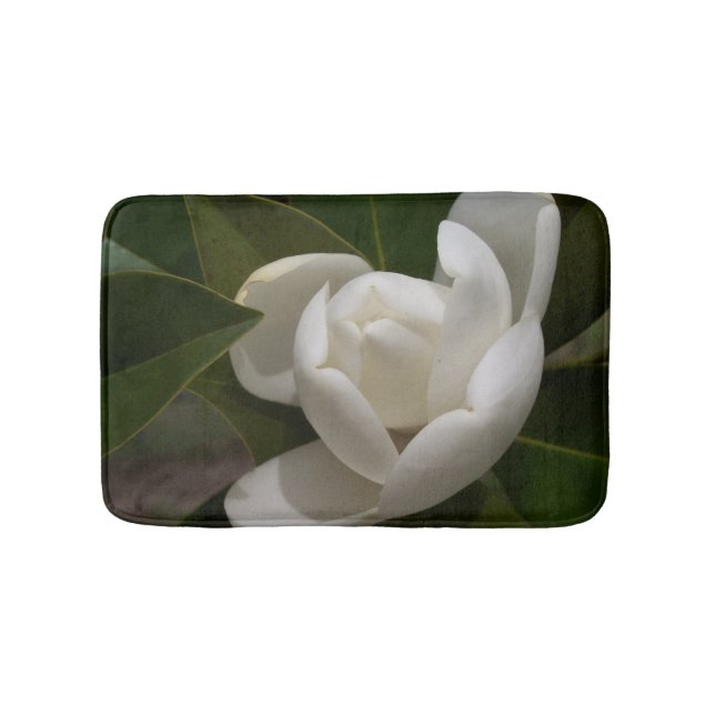 Tapis De Bain Boule de fleur de magnolia blanc crémeux (Devant)