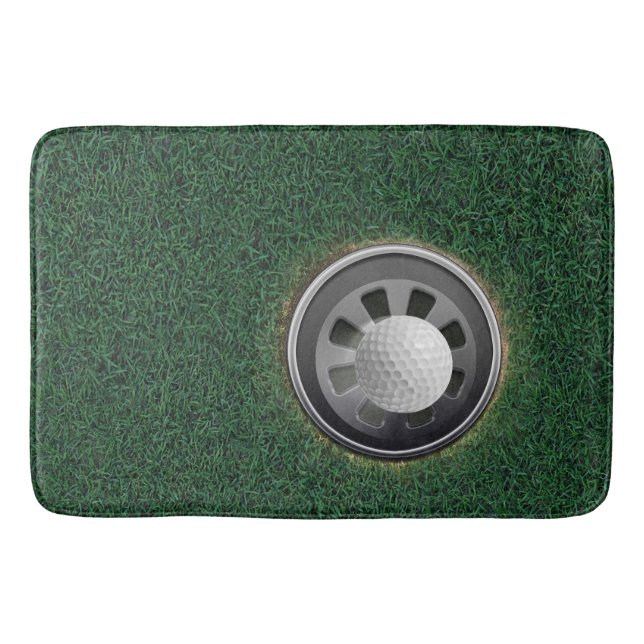 Tapis De Bain Boule de golf dans la tasse dans l'herbe (Devant)