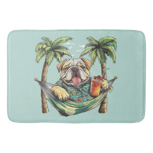 Tapis De Bain Bouledogue Anglais en Haut Hawaïen