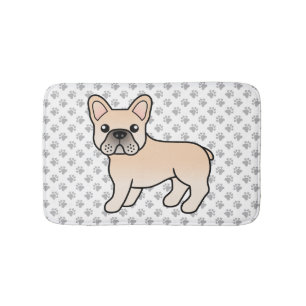 Tapis De Bain Bouledogue français crème Chien de dessin animé mi
