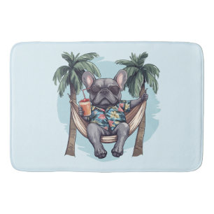 Tapis De Bain Bouledogue Français En Haut Hawaïen
