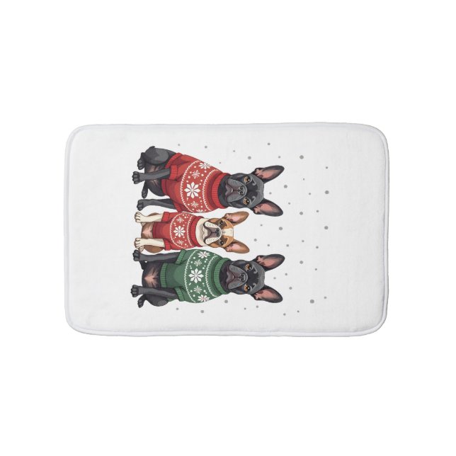 Tapis De Bain Bouledogues français de Noël Frenchie de chien de  (Devant)