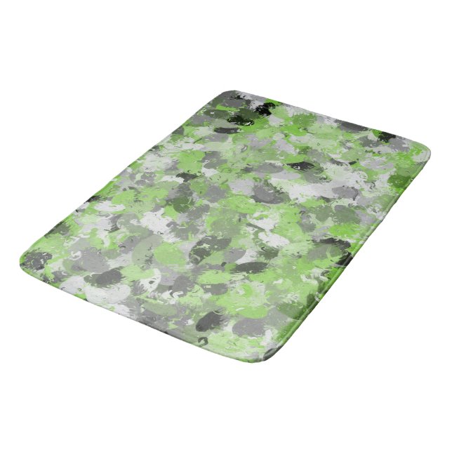 Tapis De Bain Boules à peintures vertes gris et citron vert (Angle)