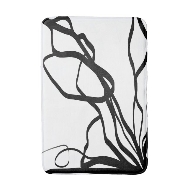 Tapis De Bain Bouquet Blanc : Abstrait blanc & noir (Devant (Vertical))