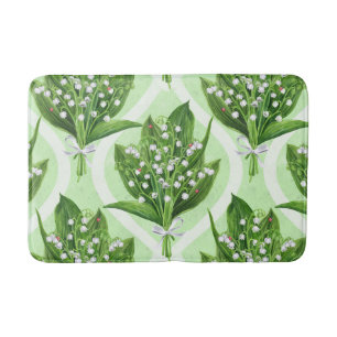Tapis De Bain Bouquet de lys de la vallée fleurs sur vert