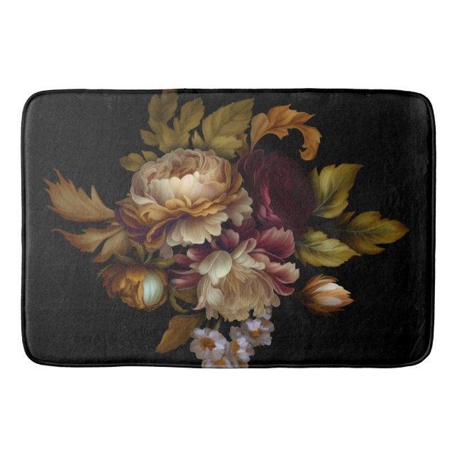 Tapis De Bain Bouquet floral foncé du Vieux-Monde (Devant)