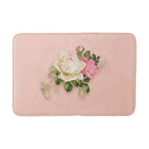 Tapis De Bain Bouquet floral rose et rose blanche