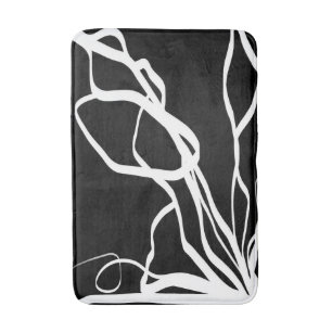 Tapis De Bain Bouquet Noir : Abstrait noir et blanc