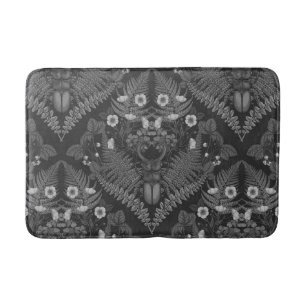 Tapis De Bain Bousier et fougères, en noir et blanc