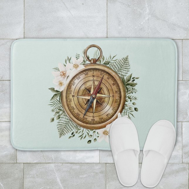 Tapis De Bain Boussole Florale Aquarelle (In situ bathroom floor)