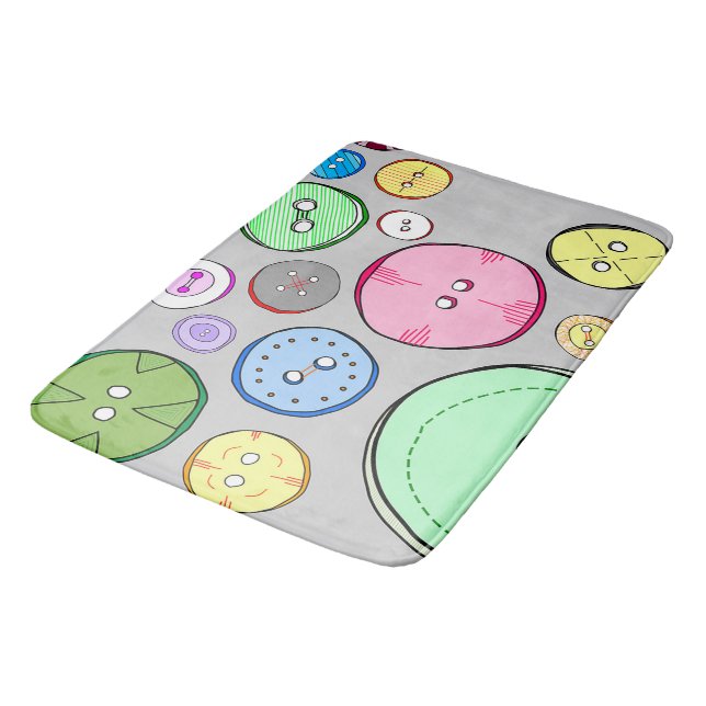 Tapis De Bain Boutons pastel colorés (Angle)