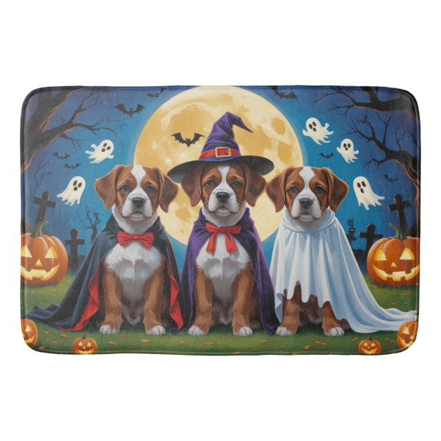 Tapis De Bain Bouviers Des Flandres Chiens Citrouille Halloween  (Devant)