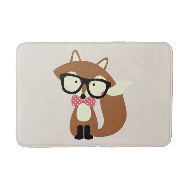 Tapis De Bain Bow Cravate et lunettes Hipster Renard Brown (Devant)
