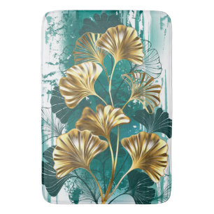 Tapis De Bain Branche avec Feuilles d'or Ginko Biloba