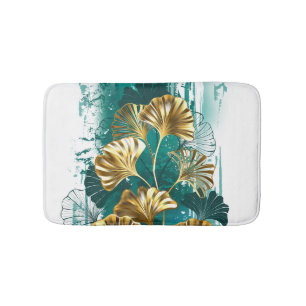 Tapis De Bain Branche avec Feuilles d'or Ginko Biloba