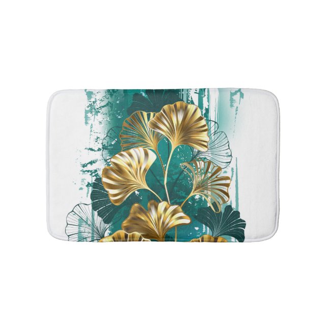 Tapis De Bain Branche avec Feuilles d'or Ginko Biloba (Devant)