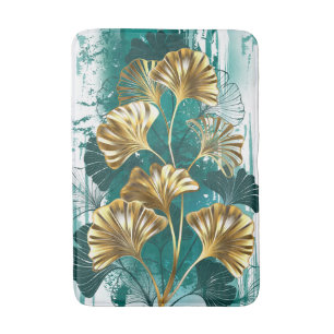 Tapis De Bain Branche avec Feuilles d'or Ginko Biloba