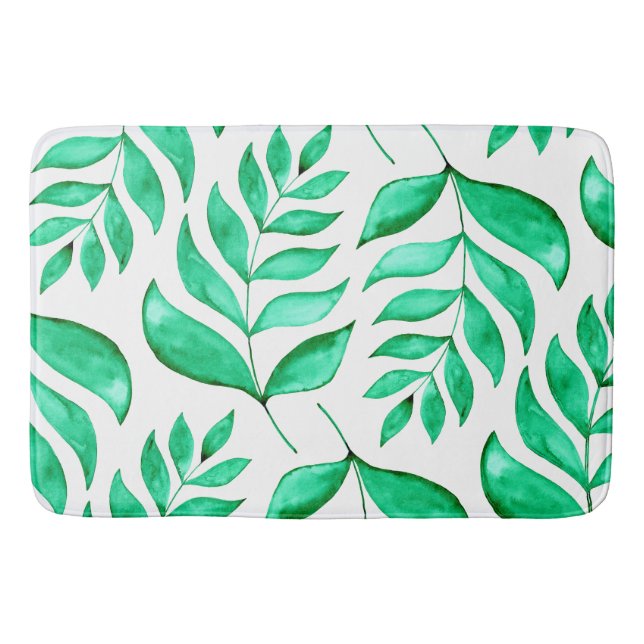 Tapis De Bain Branches d'aquarelle simples - vert (Devant)
