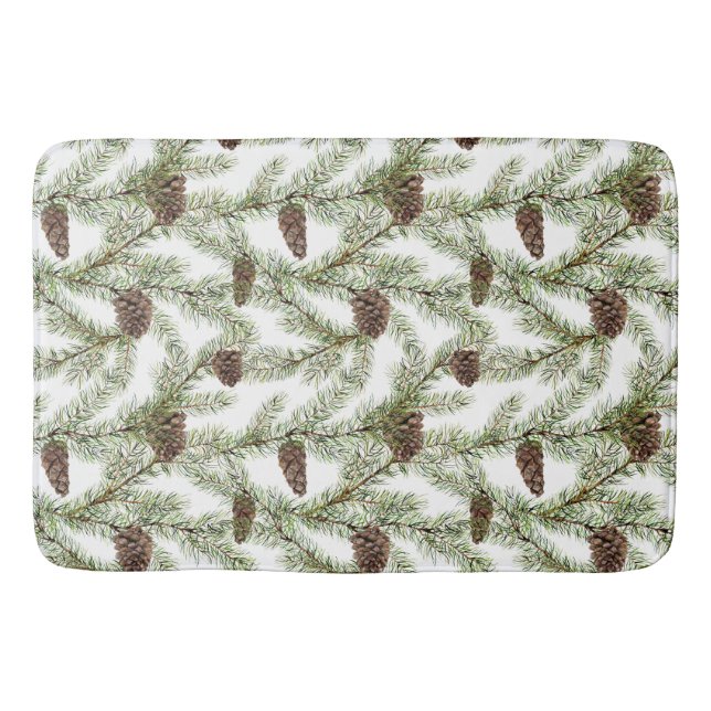 Tapis De Bain Branches de cônes de pin et de pin (Devant)