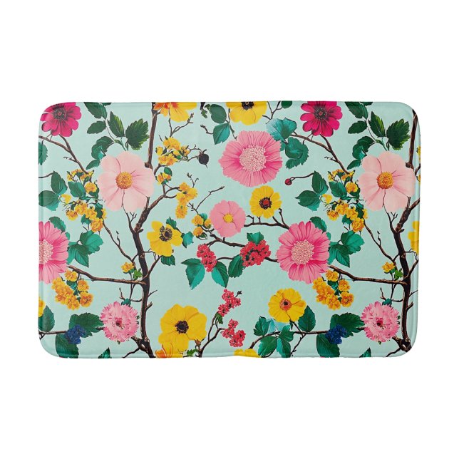 Tapis De Bain Branches florales vibrantes Motif (Devant)