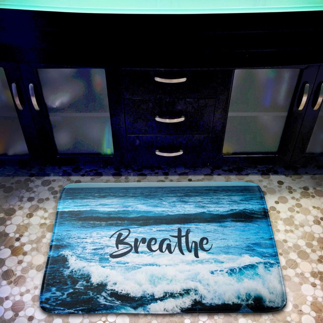 Tapis De Bain "Breathe" Hawaii Turquoise Blue Ocean Waves Photo (Créateur téléchargé)