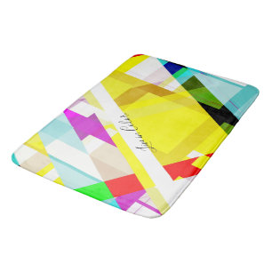 Tapis De Bain Bright Abstrait Art Jaune violet Vert Bleu Rouge R