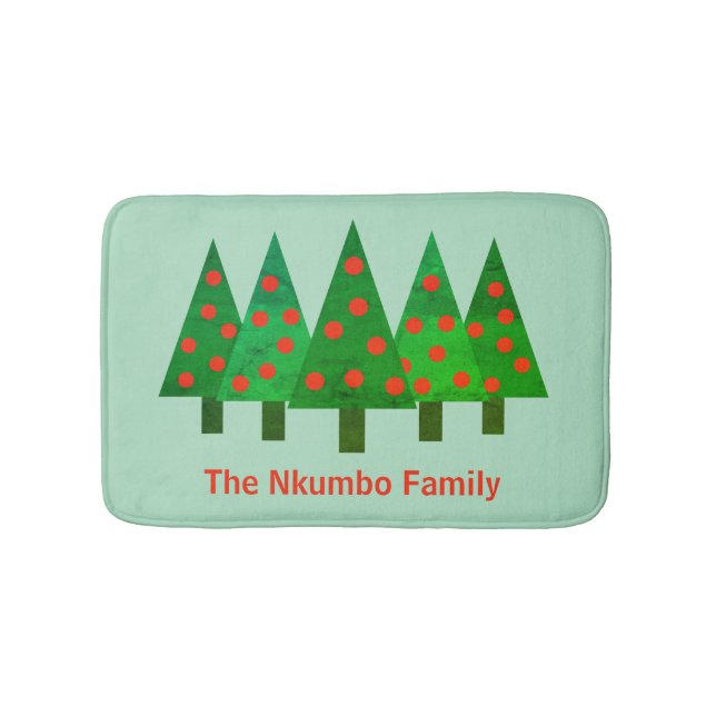 Tapis De Bain Bright Christmas Pine Forest Nom personnalisé (Devant)