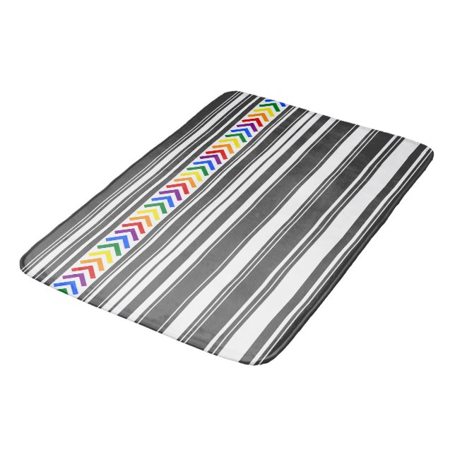Tapis De Bain Bright Pride Motif sur Dark Grey et White Strike (Angle)
