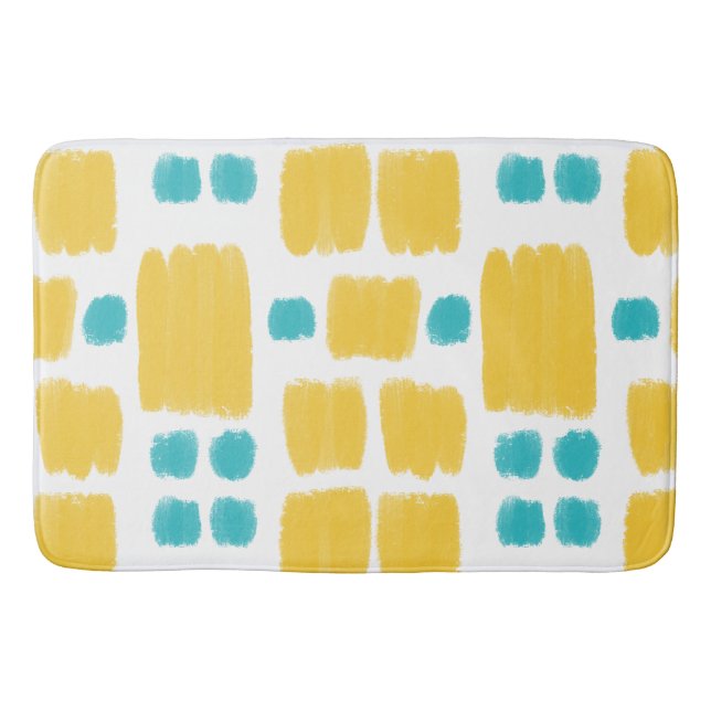 Tapis De Bain Bright Turquoise et Jaune formes peintes (Devant)