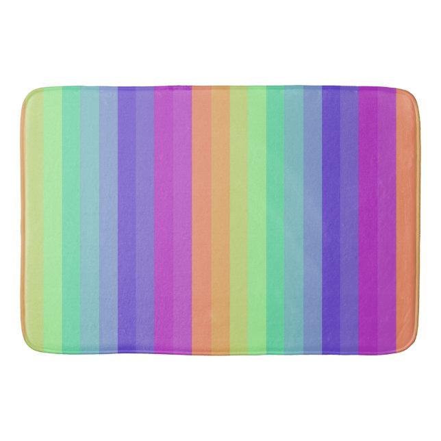 Tapis De Bain Brillant Pastel Arc-en-ciel Stripe Mat (Devant)