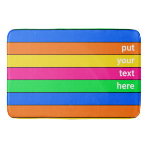 TAPIS DE BAIN BRILLANTE NEON ROSE JAUNE BLEU VERT ORANGE STRIPE