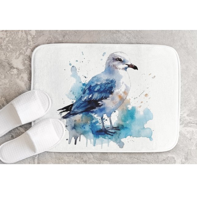 Tapis De Bain Brise océanique : Aquarelle Mouette (Créateur téléchargé)