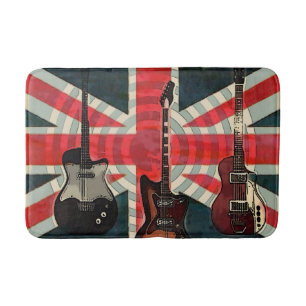 Tapis De Bain British Union Jack Flag Rock Roll Electric Guitar