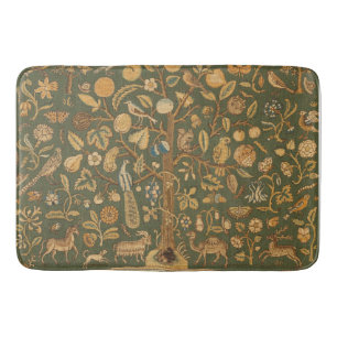 Tapis De Bain Broderie Anglaise Ancienne Arbre de Vie et Licorne