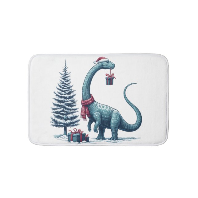 Tapis De Bain Brontosaurus dinosaure de Noël (Devant)