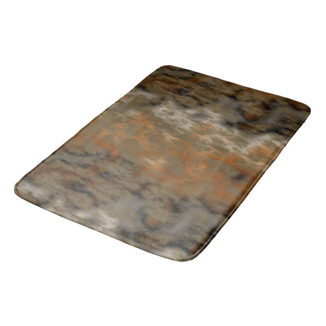 Tapis De Bain Bronze et marbre de cuivre Abstrait (Angle)