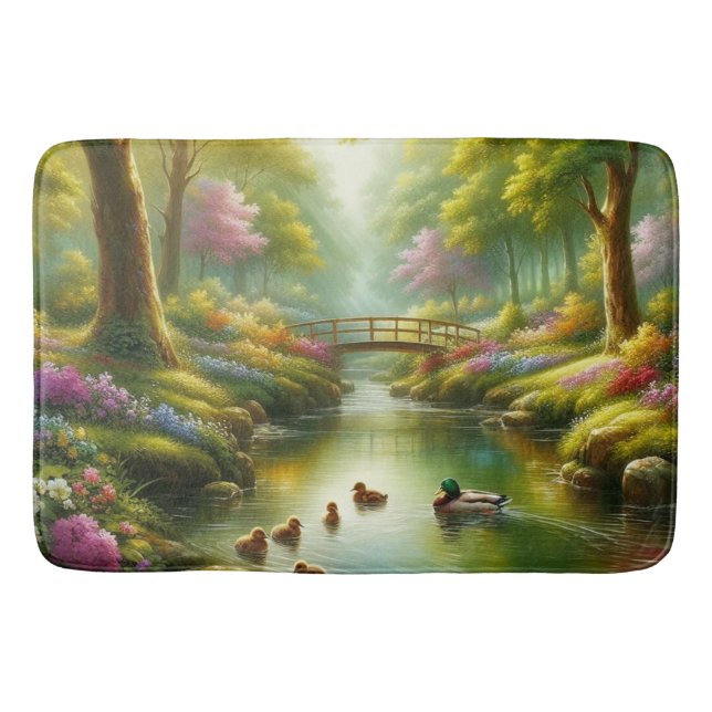 Tapis De Bain Brook de printemps avec canards/fleurs (Devant)