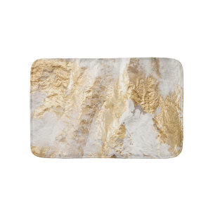 Tapis De Bain Brosse d'or blanc à texture peinte.